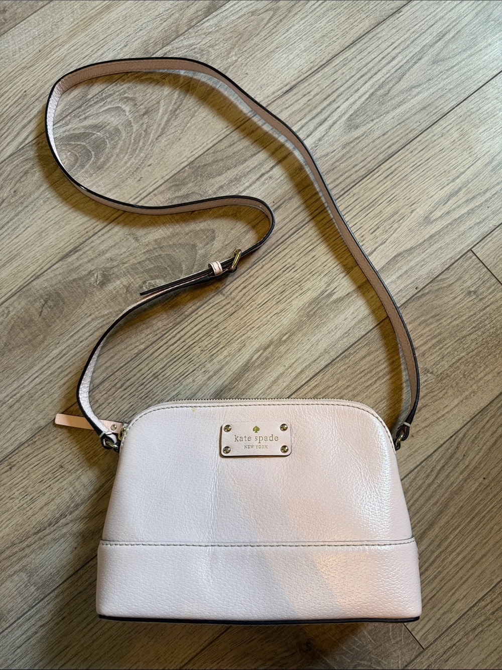 Kate Spade small dome crossbody pale blush pink leather bag